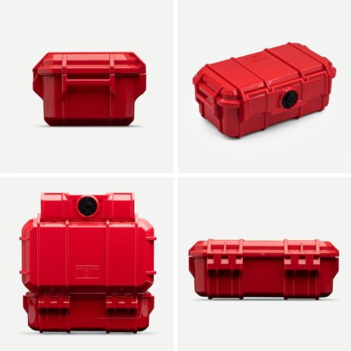 Evergreen 57 Waterproof Dry Box Protective Case - Travel Safe/Mil Spec/USA Made - for Cameras, Phones, Ammo Can, Camping, Hiking, Boating, Water Sports, Knives, & Survival (Red) - color: Red