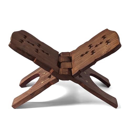 GURU JEE Wooden Hand Carved Holy Book Stand for Quran, Bible, Gita for Reading Rehal Stand (Size 12x6 inch)