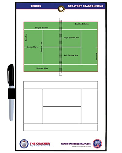Premium Dry Erase Magnetic Tennis Coaching Coach Board Clipboard - Made in The USA - Double-Sided - Tennis Training Aids Equipment Gear - style: No Magnets