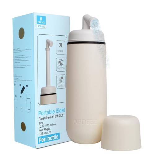 Portable Bidet for Travel & Toilet Hygiene | Handheld Peri Bottle for Women & Men | (12.84oz/380ml) Leakproof, Collapsible & Expandable Travel Bidet | Ideal for Postpartum, Camping & Personal Hygiene - color: Ivory
