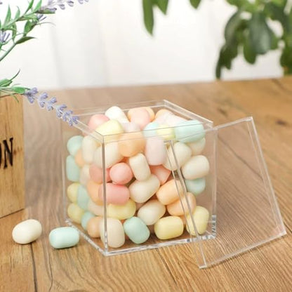 Acrylic Box Small Clear Candy Boxes with Lids Plastic Square Cube Home & Office Storage Containers Wedding Party Favor Gift Wrap Boxes - size: 2.4 x 2.4 x 2.4 Inch