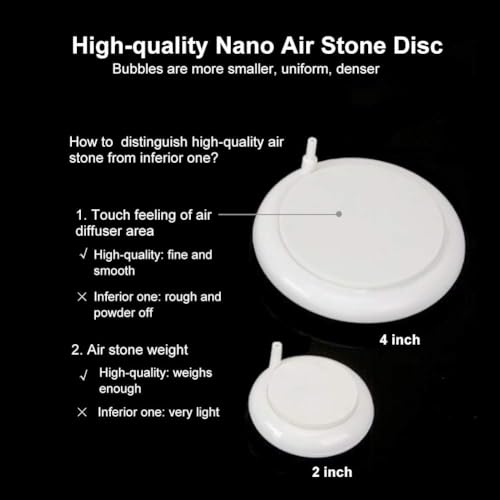 hygger Aquarium Air Stone, Fish Tank Bubbler, Nano Furnace Flue Round Stone Disk, Small Bubbles and High Dissolved Oxygen for Hydroponics, with 2 Suction Cups, 1 Adjust Valve, 1 Check Valve (2 Inch) - color: White, size: 2 Inch