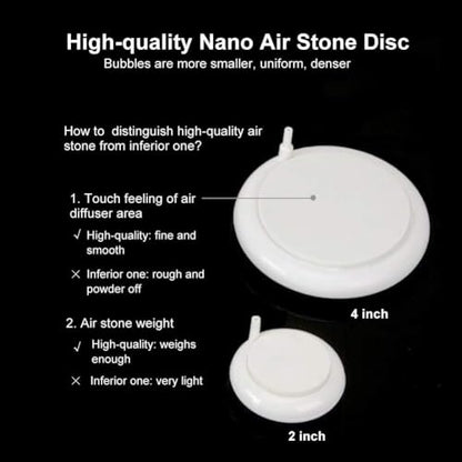 hygger Aquarium Air Stone, Fish Tank Bubbler, Nano Furnace Flue Round Stone Disk, Small Bubbles and High Dissolved Oxygen for Hydroponics, with 2 Suction Cups, 1 Adjust Valve, 1 Check Valve (2 Inch) - color: White, size: 2 Inch