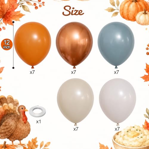 Orange and Blue Balloons, 12 Inch Burnt Orange Dusty Blue Copper Balloon - color: Orange Blue Gold