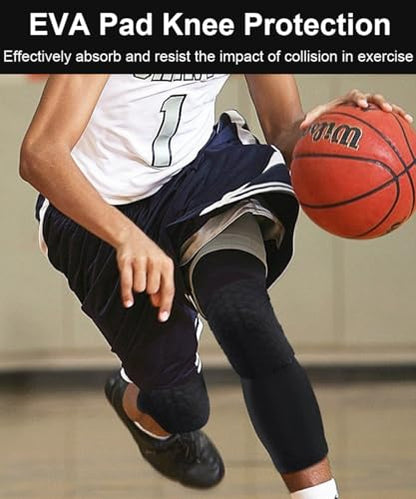 SUJAYU Basketball Knee Pads Knee Sleeves, 2 Pack Honeycomb Anti Collision Leg Compression Sleeves, Compression Knee Pads for Wrestling Football Volleyball Baseball (Medium, White) - color: White, size: Medium