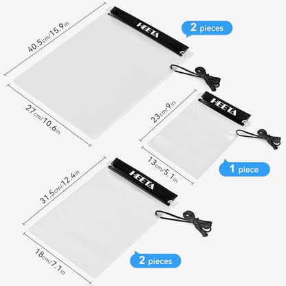 HEETA 5-Pack Clear Waterproof Dry Bag Pouch Document Holder for Phone Maps | Water Tight Case for Camera Document, Screen Touchable for Boating Kayaking Paddle Board Swimming Beach Waterpark Fishing - color: Black