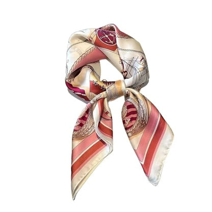 Print Silk Square Scarf Women Soft Satin Horse Hairband Neckerchief Office Hijab Headband Foulard Bag Ribbons Gift