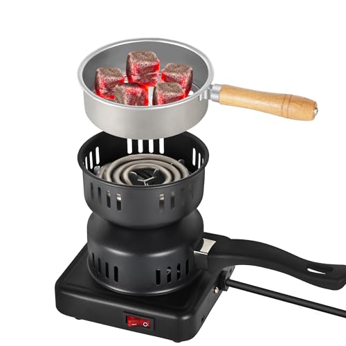 Multipurpose Electric Charcoal Burner -500W Coal Burner Hot Plate Electric Stove Coconut Starter for Shisha Hookah Coals Durable & Faster - color: black