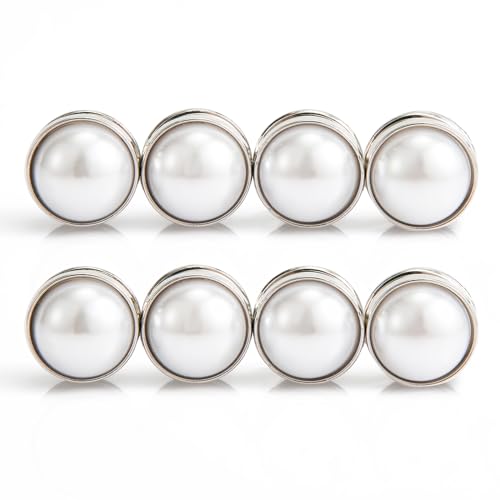 NQEUEPN 8pcs Magnetic Hijab Pins, Silver Wedding Veil Weights, Double Sided Pearls, Multipurpose Pearl Bridal Veil Weights for Women Scarves Clothes Wedding Hijab Decoration - color: Silver