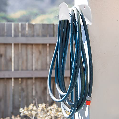 Gardzen 2-Pack Steel Wall-Mounted Heavy Duty Black Hose Bracket, Car Hose Holder, Carrier, Support for Garden Hose Hanger - size: White - 2 Pack