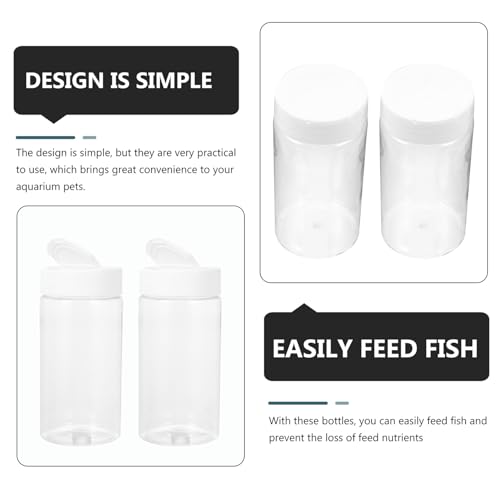 2pcs Creative Fish Food Storage Bottles with Multi-Holes, Portable Aquarium Feeding Containers for Fish Tanks, White Plastic Feeding Bottles for Aquatic Pets
