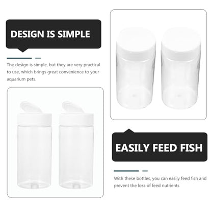2pcs Creative Fish Food Storage Bottles with Multi-Holes, Portable Aquarium Feeding Containers for Fish Tanks, White Plastic Feeding Bottles for Aquatic Pets