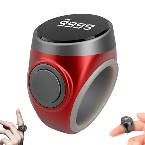 Tasbih Counter Zikr Rings, Smart Tasbeeh Counter, Rechargeable Electronic Digital Tasbih Counter Rings 3 Size(18/20/22mm), Finger Counter for Muslims, Prayer, Reminder - color: Red