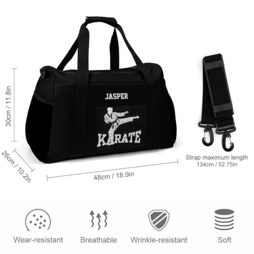 Personalized Taekwondo Karate Duffle Bag for kids Boy Girls,Custom Name Martial Arts Gear Bag,Water-Resistant Sparring Equipment Black Karate - color: Taekwondo Karate-05