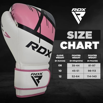 RDX Women Boxing Gloves for Training Muay Thai Maya Hide Leather Ladies Mitts for Fighting, Kickboxing, Sparring EGO Glove for Punch Bag, Focus Pads and Double End Ball Punching - size: 12oz