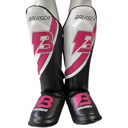 Shin Guards with Instep for MMA, Muay Thai, and Kickboxing, PU Leather, Leg and Instep Protection - size: Medium