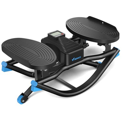 Merach Rocking Steppers for Exercise at Home, 3D Motion Stair Stepper with Resistance Bands for Full Body Workout & Low-Impact Balance Board, 330 LBS Loading Capacity Exercise Equipment - color: Black