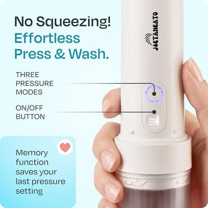 Portable Electric Bidet for Travel - Portable Bidet Rechargeable Handheld Sprayer with 3 High Pressure Modes, USB-C, Adjustable Nozzle & Extra Clean Kit, IPX6 Waterproof Peri Bottle (White) - color: White