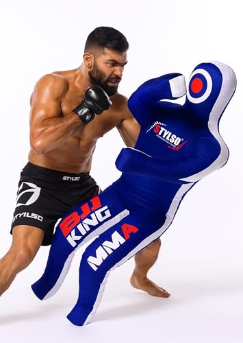 Grappling Dummy for Adults, Unfilled Wrestling Dummy, Hanging Jiu Jitsu Dummy for BJJ, MMA, Judo, Karate, Martial Arts - color: Blue Sit, 6ft / 72 inches