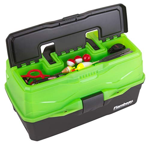 Flambeau Outdoors 6383 3-Tray Tackle Box, 32 Compartments, Frost Green | Cantilever 3-tray box, 32 compartments with 13 removable dividers, bulk base storage, Draw Tite latch, frost green - color: Frost Green/Black