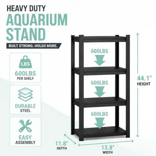 Fish Tank Stand for 20-30 Gallon Aquarium, Heavy Duty Metal Fish Stand with Adjustable Storage Shelf, 4 Tier Aquarium Stand Rack, 2400LBS Capacity Reptile Turtle Tank Stand,13.8"Wx 11.8"Dx 44.1"H - size: 4-Tier,13.8"Wx 11.8"Dx 44.1"H