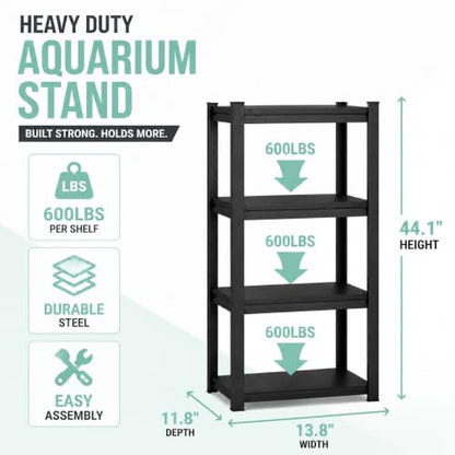 Fish Tank Stand for 20-30 Gallon Aquarium, Heavy Duty Metal Fish Stand with Adjustable Storage Shelf, 4 Tier Aquarium Stand Rack, 2400LBS Capacity Reptile Turtle Tank Stand,13.8"Wx 11.8"Dx 44.1"H - size: 4-Tier,13.8"Wx 11.8"Dx 44.1"H