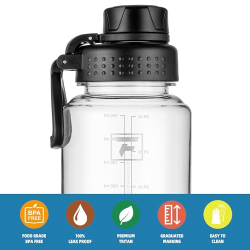 Fanhaw 32 oz Clear BPA-Free Tritan Water Bottle with Fast-Flow Spout Lid, BPA-Free & Leak-Proof Wide-Mouth Reusable Bottle for Gym, School & Office, Back to School Essentials (Clear&Black) - color: Clear&Black