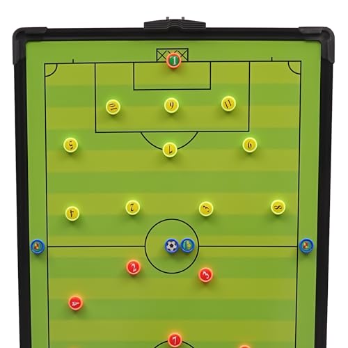 Magnetic Soccer Coaching Football Tactical Board, Portable Tactical Display Board with Triangle Bracket Stand, Player Markers, Backpack, for Instruction of Soccer Training/Match Setup Tactics