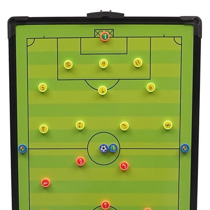 Magnetic Soccer Coaching Football Tactical Board, Portable Tactical Display Board with Triangle Bracket Stand, Player Markers, Backpack, for Instruction of Soccer Training/Match Setup Tactics