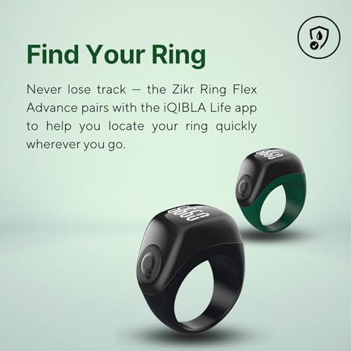 TAKVA - Zikr Ring Flex Advance | 향상된 스마트 태즈비 링(교체 가능한 사이즈), 플라스틱., 원석 없음.