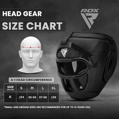 RDX Boxing Headgear MMA Muay Thai, Removable Face Grill, Head Gear for Sparring Grappling Martial Arts Kickboxing Taekwondo Karate BJJ Training - color: Black, size: Small