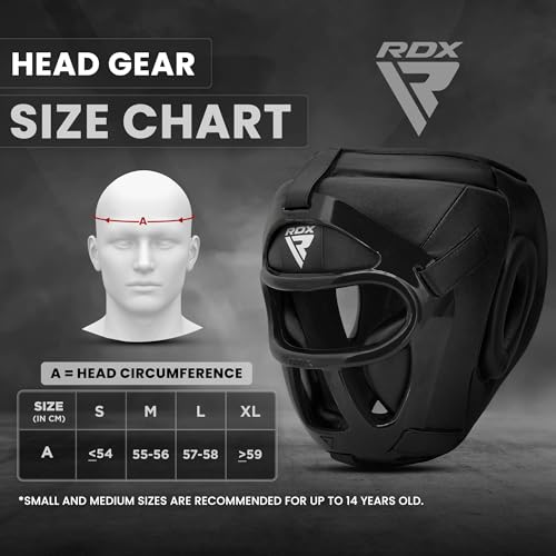 RDX Boxing Headgear MMA Muay Thai, Removable Face Grill, Head Gear for Sparring Grappling Martial Arts Kickboxing Taekwondo Karate BJJ Training - color: Black, size: Small