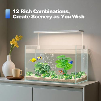 12 Pcs Betta Fish Tank Decor，Silk Aquarium Plants Green Fish Tanks Decoration Plants, Aquarium Decorations Green Plants