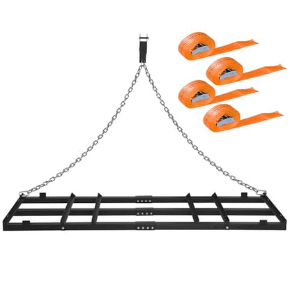 6 FT Drag Harrow Driveway Grader with 5 FT Chain | Tow Behind Lawn Rake for ATV, UTV, Tractor, Mower, Land Leveler for Gravel, Sand, Soil, Hay - size: 6 FT