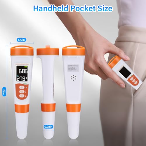 hygger Pool Salt Tester & PH Meter, 5-in-1 Digital Pool Water Tester, High Accuracy Salinity PH Temp EC and TDS Saltwater Pool Test Kit for Aquarium Swimming Pool Hot Tub and Swim Spas