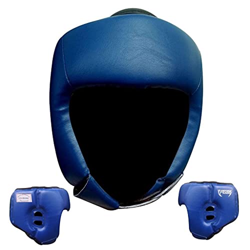 Ultimate - Pro Training Head Guard - Open Face - Boxing MMA Muay Thai Training - color: Blue, size: Large-X-Large