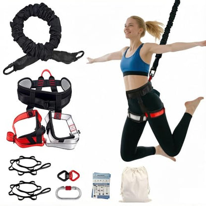 Bungee Fitness Set,CE Certified 6 Sizes(88-220 lbs)Bungee Cord Kit | 3.3ft/1M Elastic Bungee Rope w/1377 lbs MBL+Adjustable Harness+Rigging Hardware,Anti-Gravity Workout Kit for 88-220 lbs Uers - size: S 110-132 lbs
