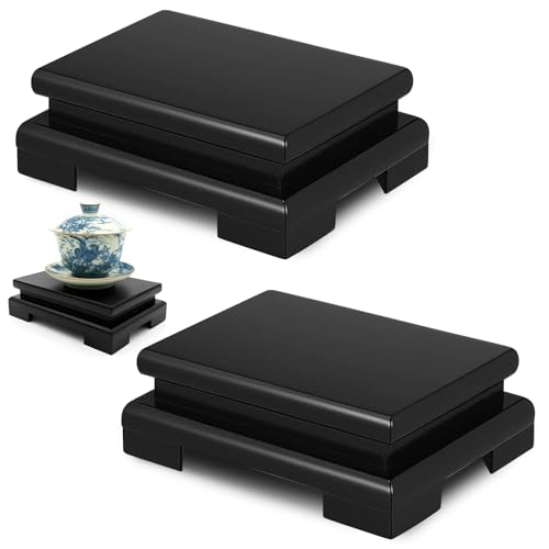 2 Pcs Rectangle Wooden Display Stand 5.1 x 3.7 x 1.8 Inch Wood Vase Display Base Black Pedestal Stand Rectangle Vase Riser for Vases Teapot Trophy Collectibles Aquarium Lamp Home Decoration - color: Black, size: 5.1 x 3.7 x 1.8 Inch