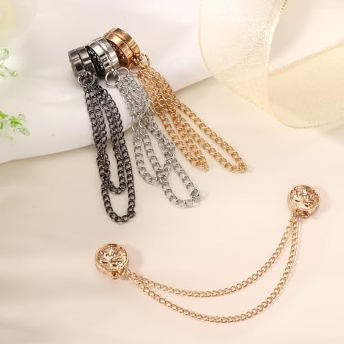 6 Pcs Magnetic Clothing Clips, Clothing Magnets with Chain Magnetic T-Shirt Button Clip Multi Function Magnetic Clothes Pins Accessories for Fasten Hems Fabric Trouser Legs Hijab Sleeves (Lotus) - style: Lotus