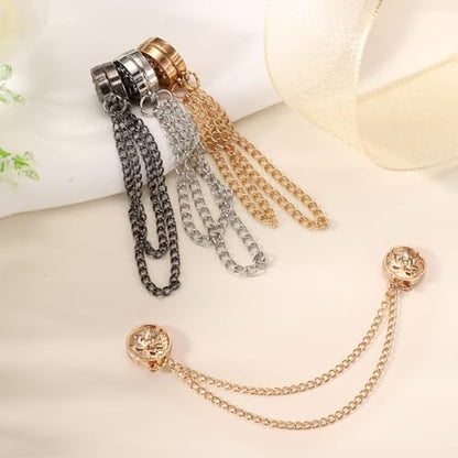 6 Pcs Magnetic Clothing Clips, Clothing Magnets with Chain Magnetic T-Shirt Button Clip Multi Function Magnetic Clothes Pins Accessories for Fasten Hems Fabric Trouser Legs Hijab Sleeves (Lotus) - style: Lotus