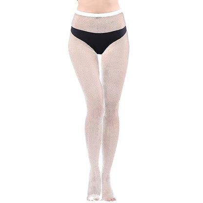 Bestjybt Womens Fishnet Tights High Waist Mesh Fish Net Stockings Pantyhose | Cool Pattern, Sexy, Perfect For Daily Use, Costume Halloween Cospaly, Versatile, Stretchy, Non-Itchy, Great Fit - color: White
