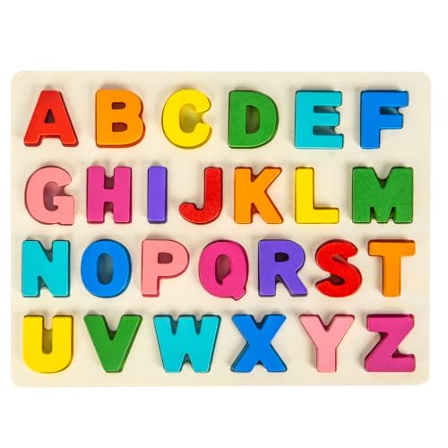 Attmu Alphabet Puzzles Wooden Puzzles for Toddlers Toy - style: A