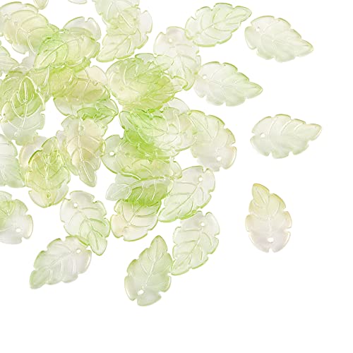 LiQunSweet 100 Pcs Gradient Emerald Color Glitter Leaf Charms Crystal Glass Small Pendants for DIY Craft Anklet Necklace Bracelet Jewelry Making - 23.5x15mm - color: Leaf_23.5x15mm_LightGreen