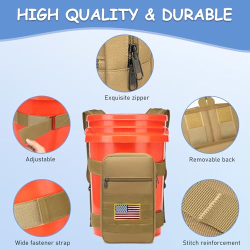 Utility Bucket Backpack 6 Gallon Bucket Backpack Strap for Fishing, Hunting, Apple Picking (only Backpack) - color: Brown