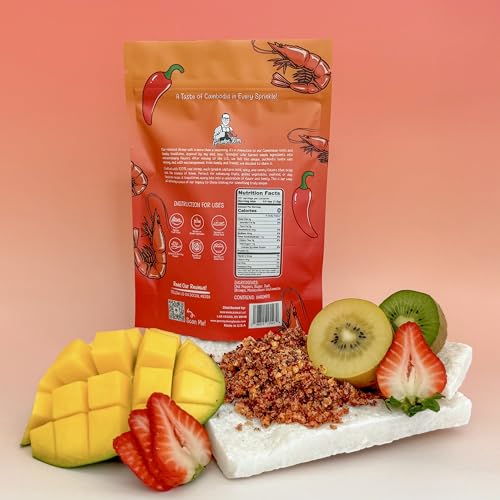 GrandpaKong Roasted Shrimp Salt (SPICY) – Crispy Chili Shrimp Salt Seasoning, Extra Crunchy Umami Heat, Real Shrimp, Khmer Craft Recipe, All-Purpose Dipping Fruits or Topping for Noodles, Rice, Seafood & Snacks – 8 oz Bag (SPICY)