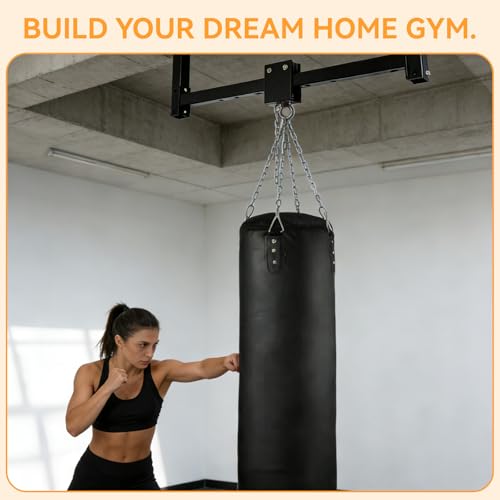 Heavy Bag Hanger Wall Ceiling Mount with Roller System, 300 LB Capacity Adjustable Punching Bag Hanger, Sliding Bracket for Boxing, Kickboxing, MMA Training