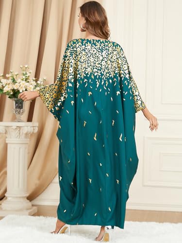 Qianliniuinc Women Abaya Arabic Maxi Dress - Lady Plus Size Loose Cocktail Party Gown Black - color: Green