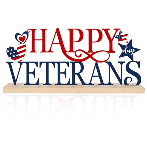 Metal Happy Veterans Day Sign Decorations for Home Party Shelf Mantel - style: Veterans