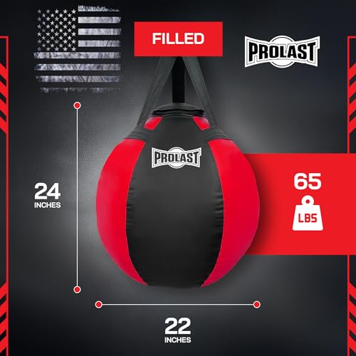 Wrecking Ball Heavy Punching Bag for Adults, Hook and Uppercut, Body Snatcher, Boxing, MMA, Muay Thai, 65 lbs, Classic - color: Red / Black, style: Filled