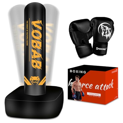 Freestanding Punching Bag with Gloves, 70'' Superior Boxing Bag with Stand for Adults & Teens, No Drill Kickboxing Bags for Men Women Beginners Training MMA, Muay Thai, Karate & Home Fitness - style: Yellow Alphabet Pattern